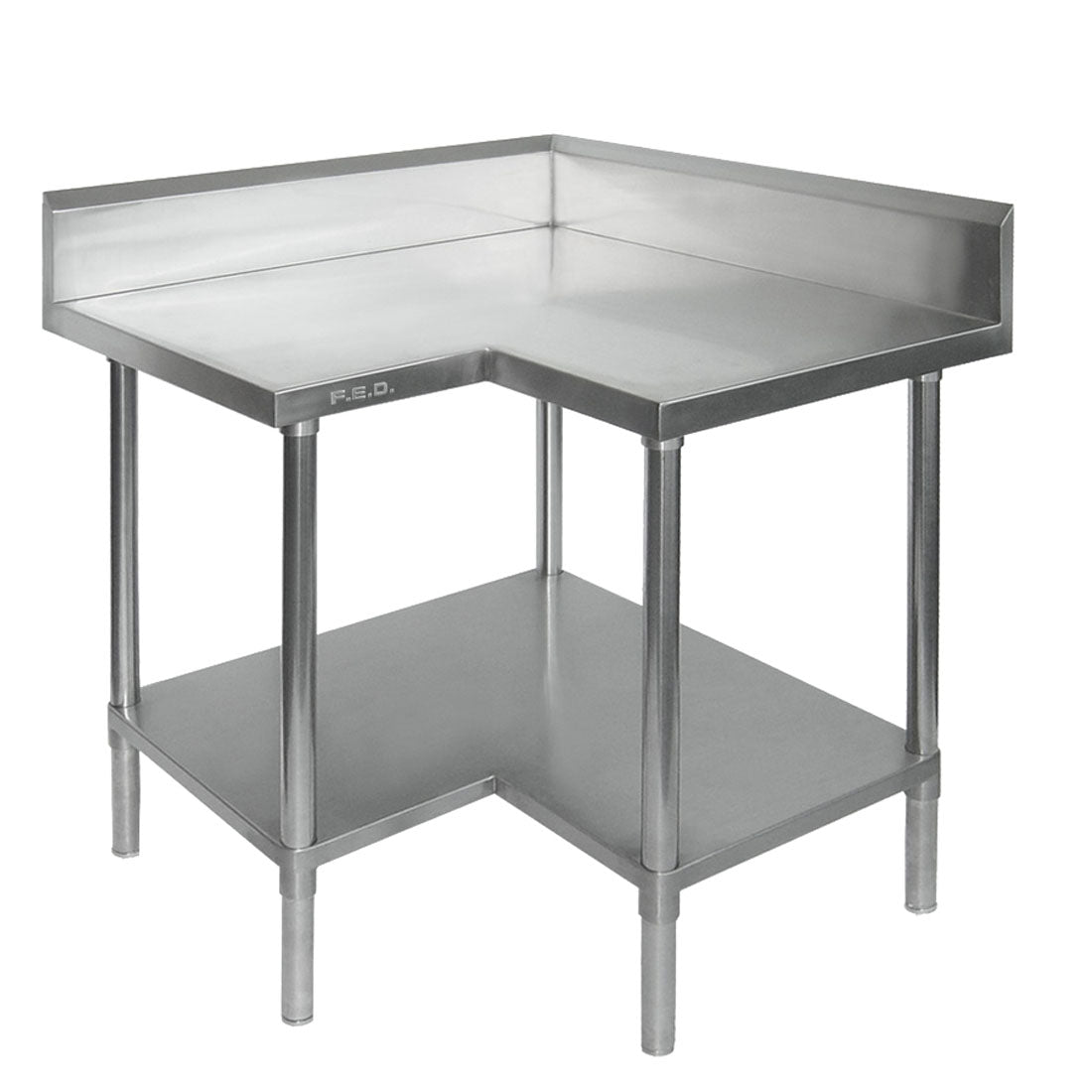 0900-7-WBCB - Economic Corner Workbench,100mm Splashback & Undershelf 900x900x900mm