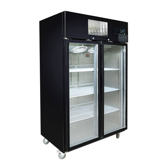 Thermaster Double Glass Door Black Stainless Steel Upright Freezer - SUFG1000B