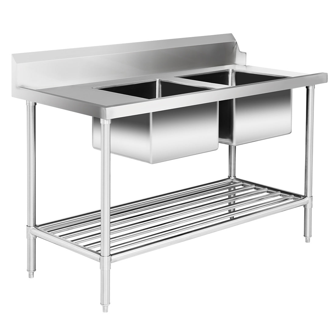 Premium Stainless Steel Double Sink Bench 700mm Deep