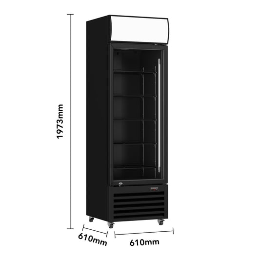 Thermaster Single Glass Door Colourbond Upright Drink Fridge - LG-370BP