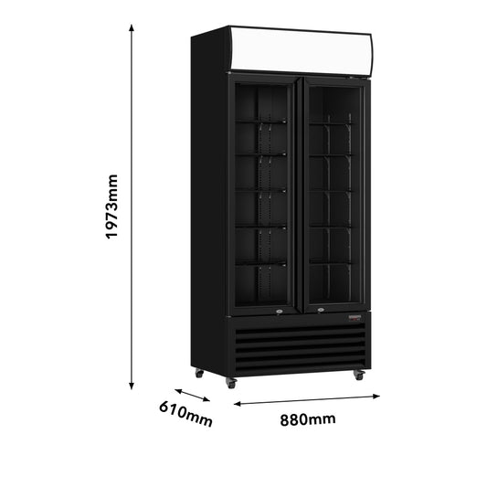Thermaster Double Glass Door Colourbond Upright Drink Fridge - LG-580BP