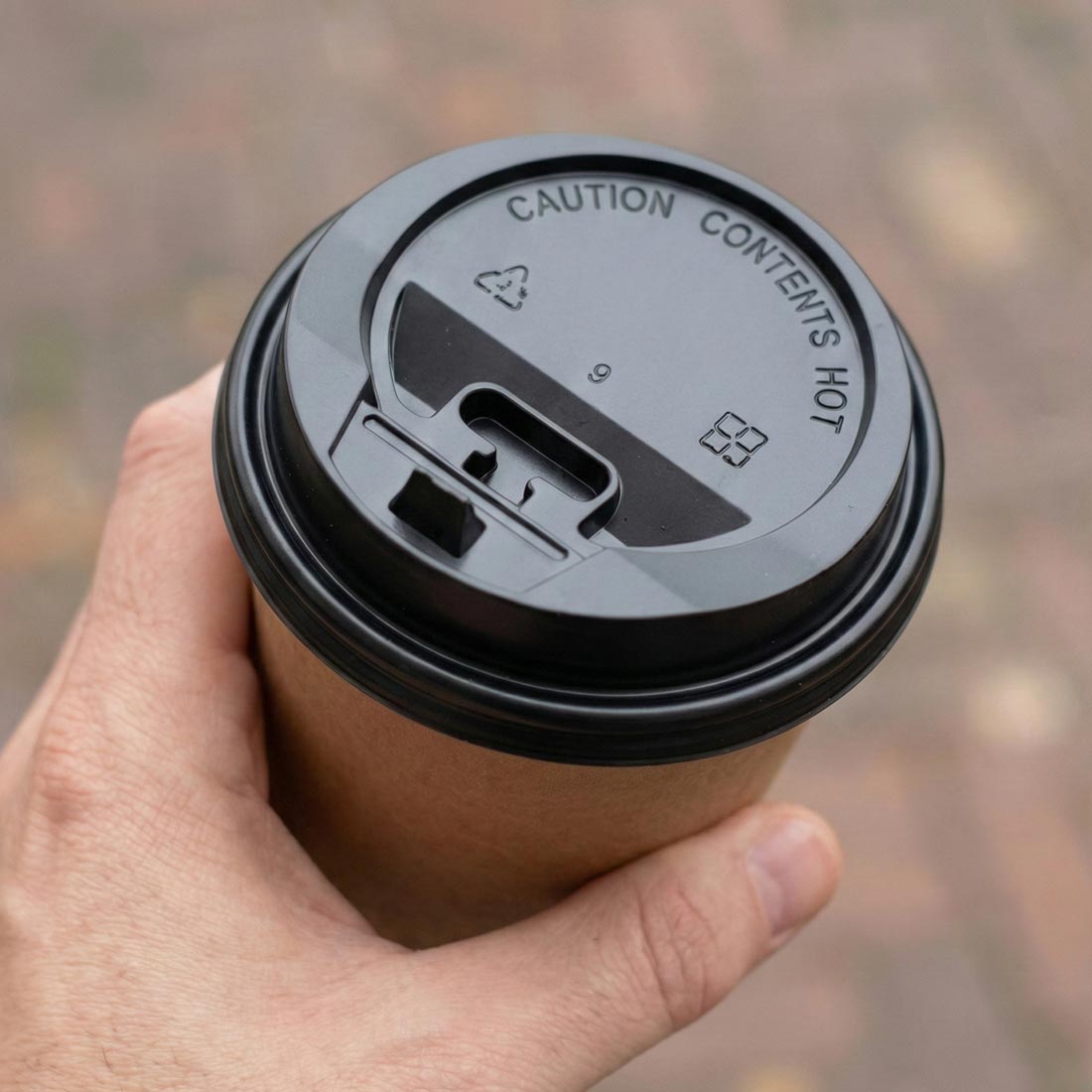 PakMax BLACK 80mm PS Plastic Coffee Cup Enclosure Lid - PSEL-80BK-LID
