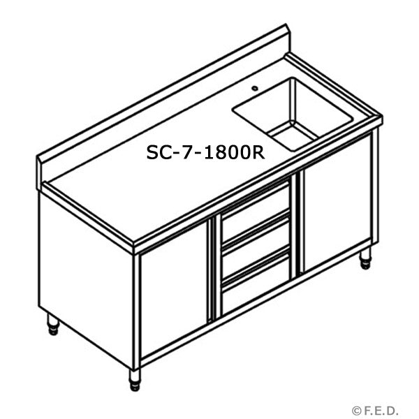 Kitchen Tidy Cabinet With Left/Right Sink 700mm Deep