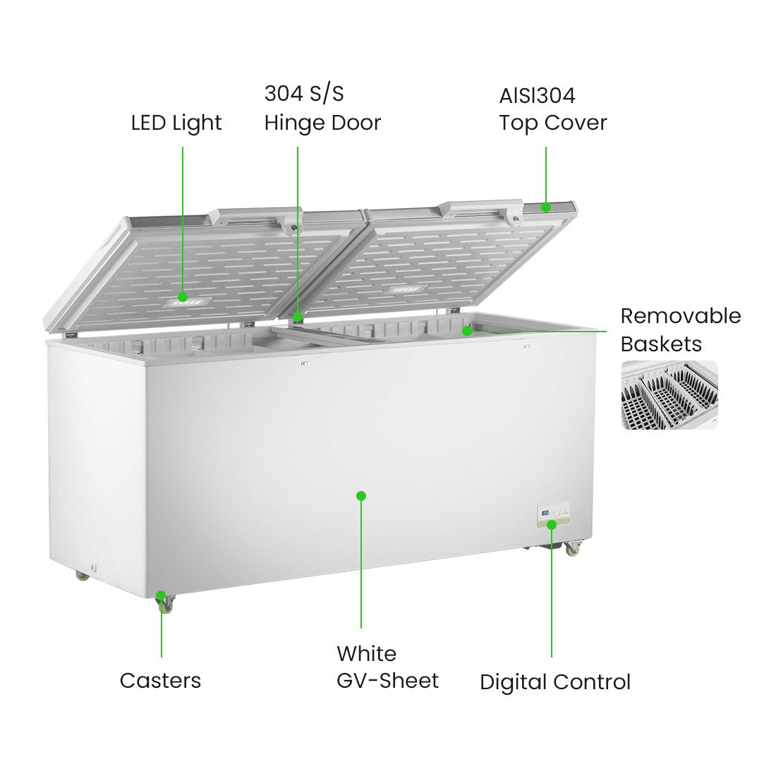 Thermaster 600L Chest Freezer with Stainless Steel Lid - BD600F