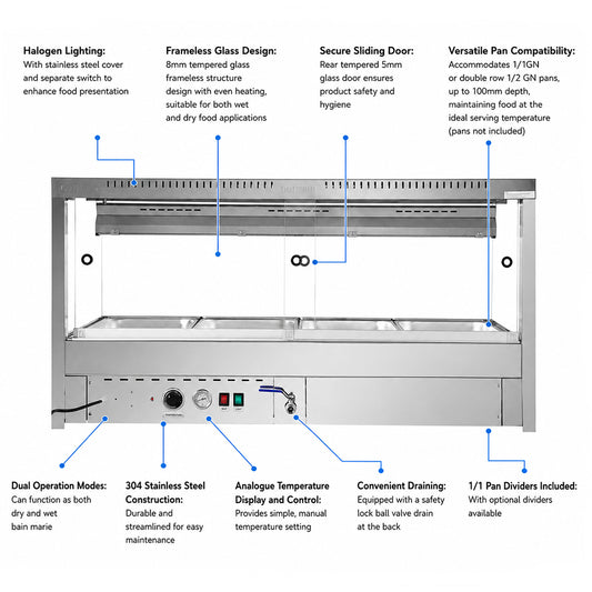 Bonvue Square Countertop Wet and Dry Bain Marie - BM14SC