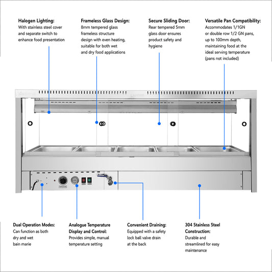 Bonvue Square Countertop Wet and Dry Bain Marie - BM17SC