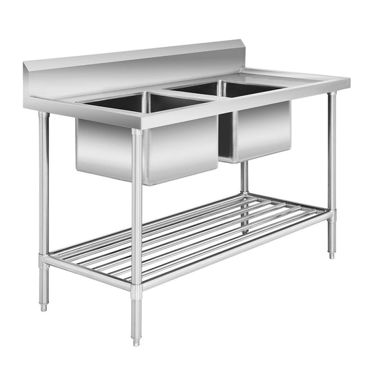 Double Left Sink Bench with Pot Undershelf DSB7-1500L/A