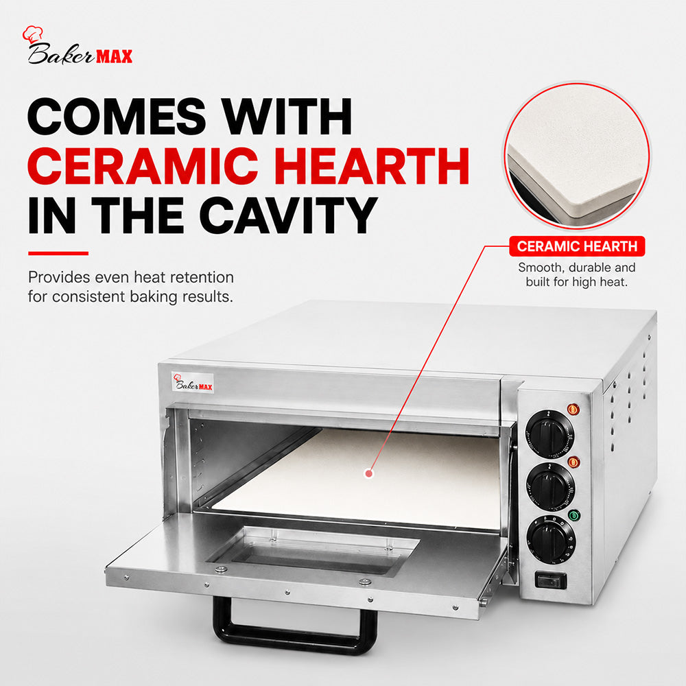 BakerMax Compact Countertop Single Deck Electric Pizza Oven - EP-1T
