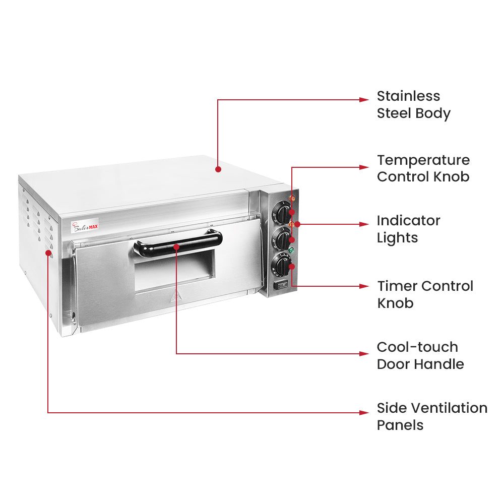BakerMax Compact Countertop Single Deck Electric Pizza Oven - EP-1T