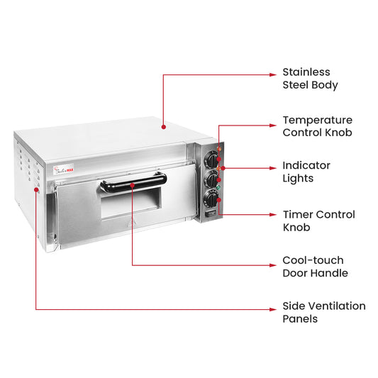 BakerMax Compact Countertop Single Deck Electric Pizza Oven - EP-1T