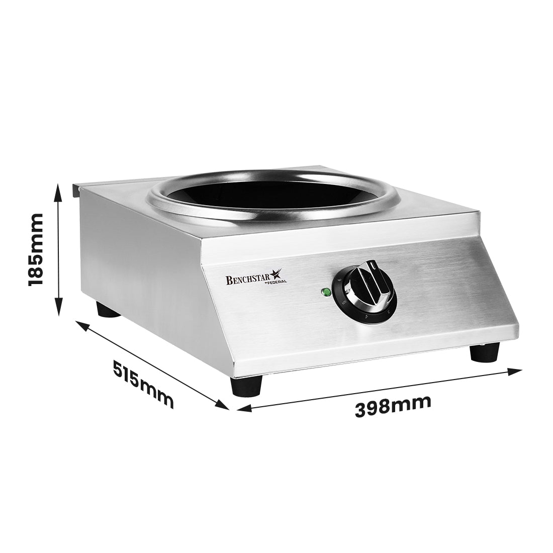 Benchstar Ceramic Induction Wok w/ Stainless Steel Body IW500