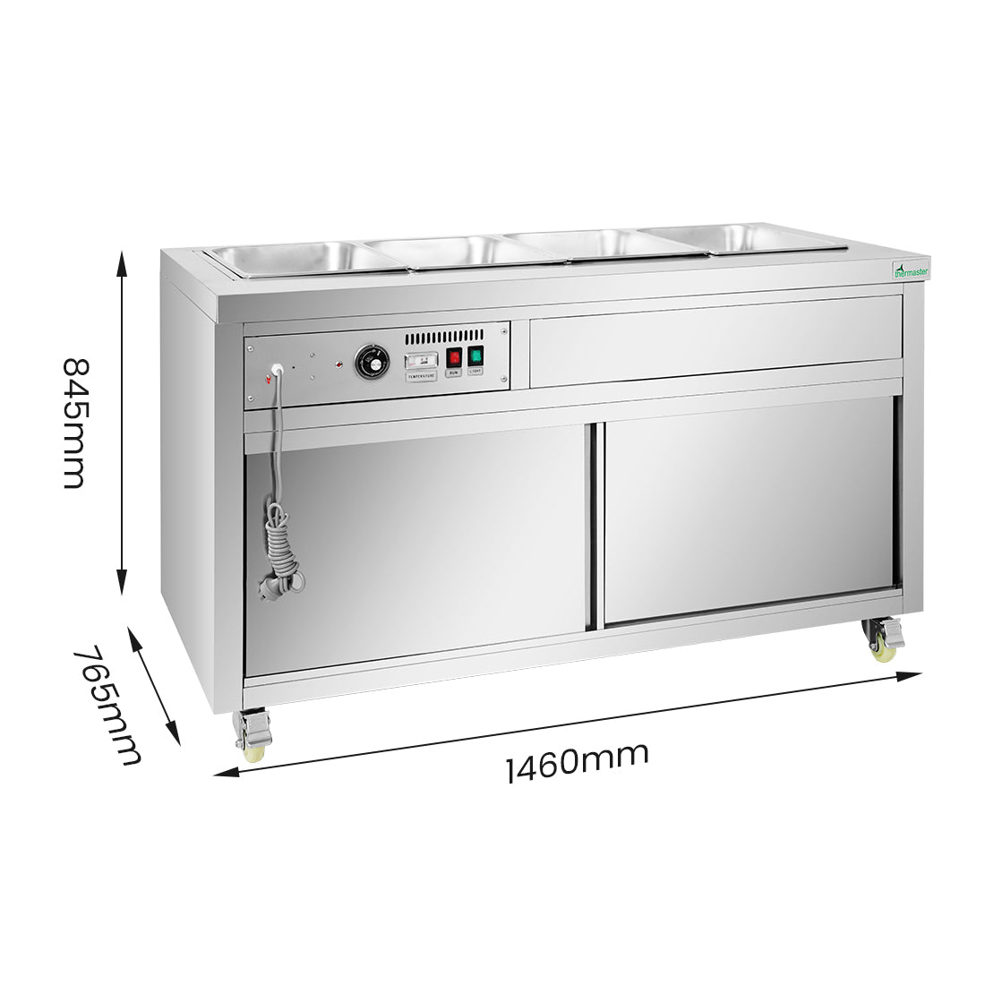 Thermaster Premium Wet and Dry Bain Marie Food Display 4x1/1 GN Pans PG150FE-XB