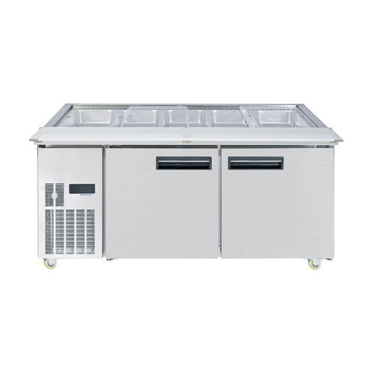 Thermaster Two Door Cold Bench Salad Station 5x1/1 GN Pans - PG180FA-XB