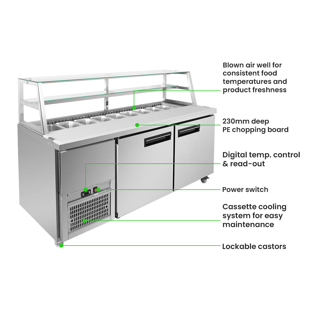 Thermaster two large door DELUXE Sandwich Bar - SCB/18