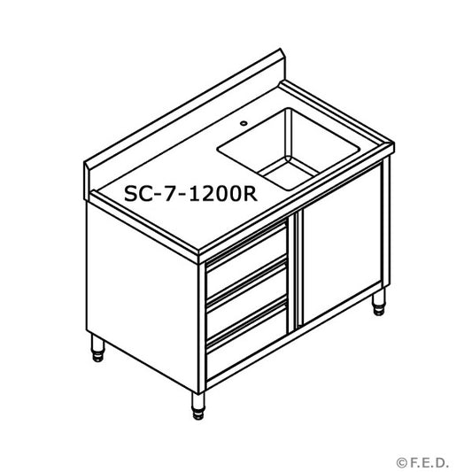 Modular System CABINET WITH RIGHT SINK - SC-7-1200R-H