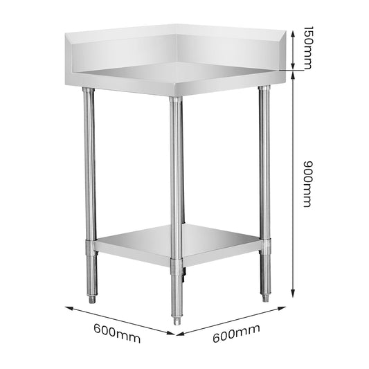 WBCB6-0600/A - Corner Workbench with 150mm Splashback & Undershelf