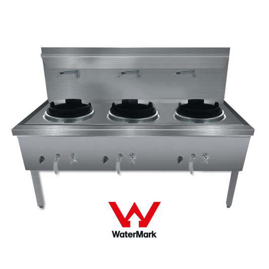 Gasmax Stainless Steel Waterless LPG Triple Wok Chimney Burner - WW-3LC