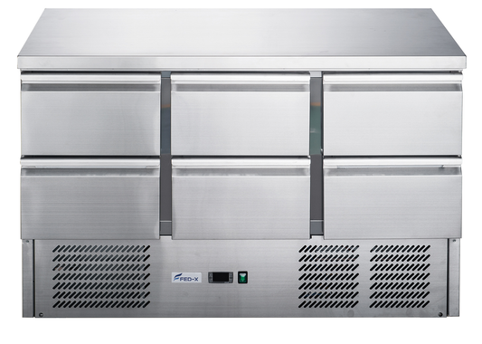 FED-X Six Drawer Compact Workbench Fridge - XGNS1300-6D