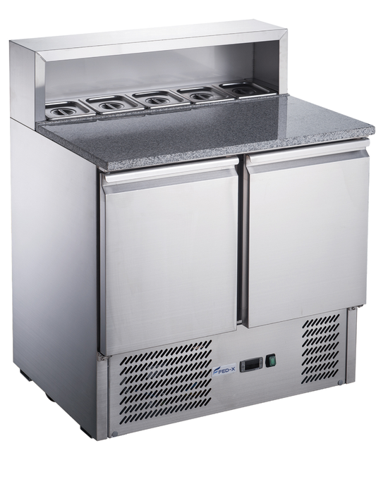 FED-X Two Door Salad Prep Fridge with Marble Top - XGNS900E
