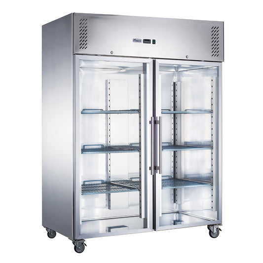 FED-X S/S Two Full Glass Door Upright Freezer - XURF1200G2V