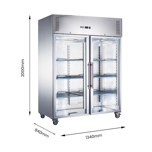 FED-X S/S Two Full Glass Door Upright Freezer - XURF1200G2V